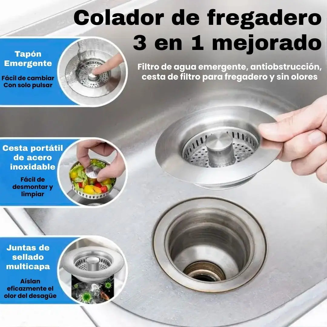 🚰 Tapón3en1™ – Drena, Filtra y Sella en un Solo Click ✅